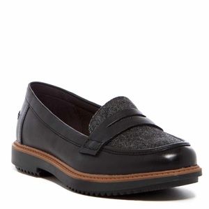 CLARKS Raisie Eletta Leather/Tweed Penny Loafers